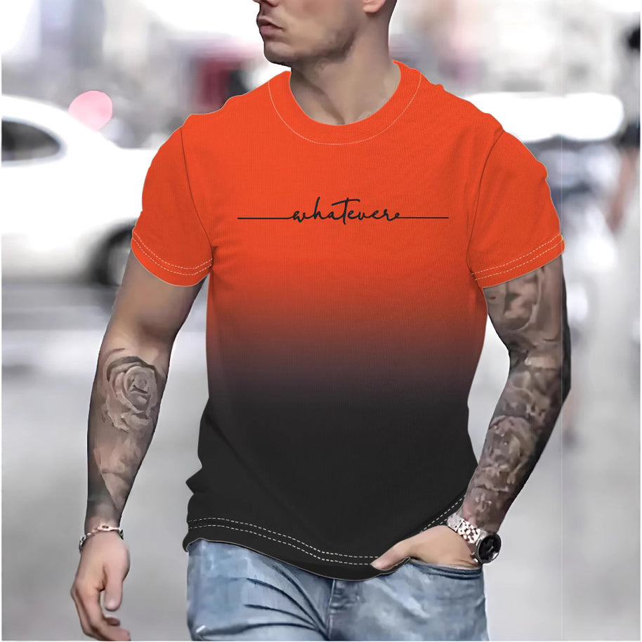 Herren T-Shirt mit kreativem Schriftzug und modernem Farbverlauf WW