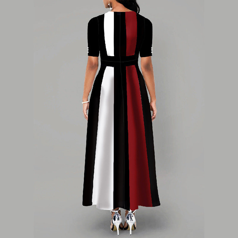 Frauen Farbblock Maxi Kleid WW