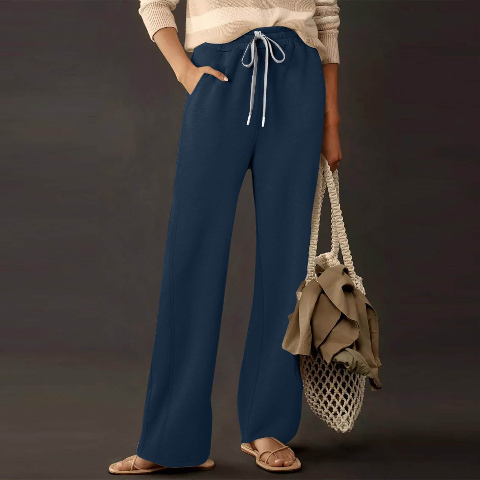 Damen weite Sweathose mit verstellbarem Bund und praktischen Taschen WW