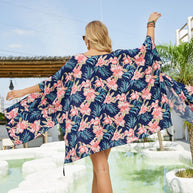 Damen Floral Kimono-Überwurf mit fransigen Details WW