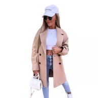 Dame Eleganter Doppelreiher Mantel WW