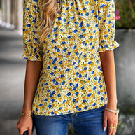 Damen Bluse mit verspieltem Blumendesign und Puffärmeln WW