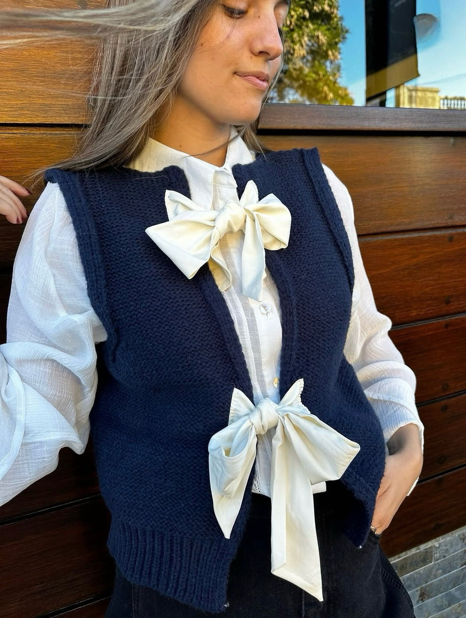 Damen Strickoberteil mit dekorativen Schleifen WW