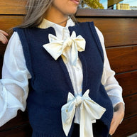 Damen Strickoberteil mit dekorativen Schleifen WW