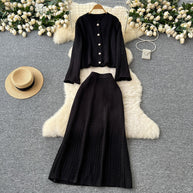 Damen Strickensemble mit Zopfstruktur WW