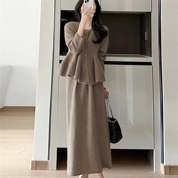 Damen schickes Zweiteiliges Strickensemble mit weich fließendem Design WW