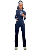 Damen sportlicher Bodysuit mit langem Arm und ausgestelltem Bein WW