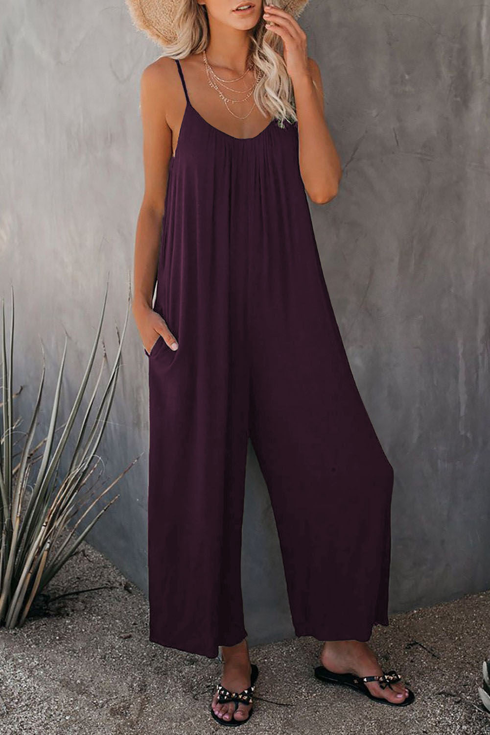 Damen Lässiger Jumpsuit mit weit geschnittenen Beinen und praktischen Taschen WW