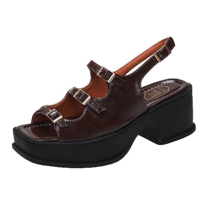 Damen Plateau-Sandalen mit verstellbaren Riemen und modischem Blockabsatz W&W Mode