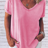 WW | Jada V-Ausschnitt Kurzarm Einfarbig T-Shirt