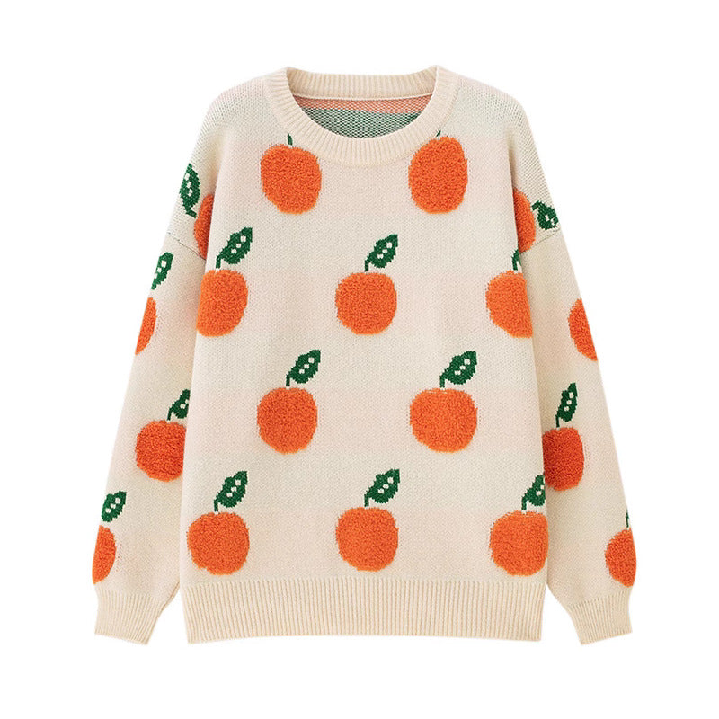Damen Strickpullover mit verspieltem Obstdesign WW