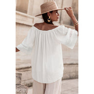Damen Off-Shoulder Bluse mit bestickten Details WW