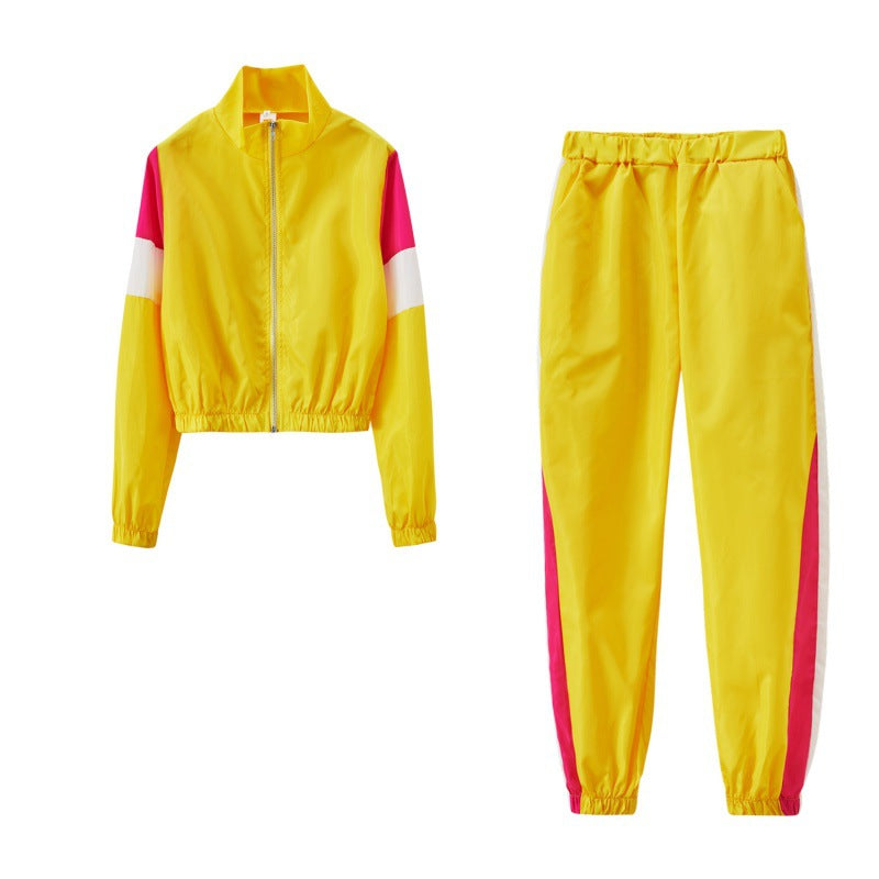 Damen Sportliches Trackset mit colorblock Design und elastischem Bund WW