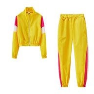 Damen Sportliches Trackset mit colorblock Design und elastischem Bund WW