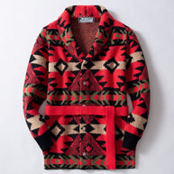 Damen Strickjacke mit gemustertem Design und breitem Schalkragen WW