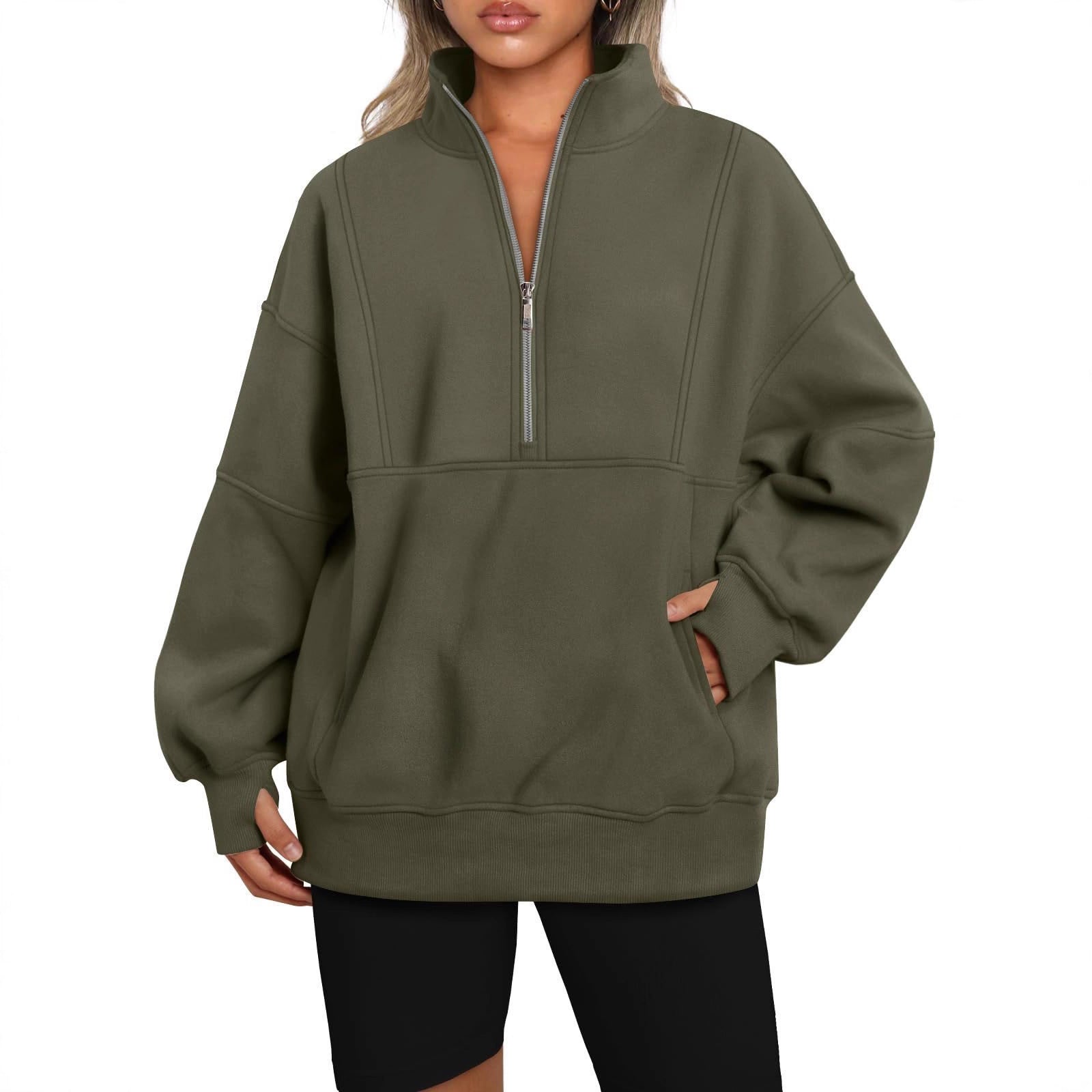 Damen Sportlicher Hoodie mit hohem Kragen und Reißverschluss WW