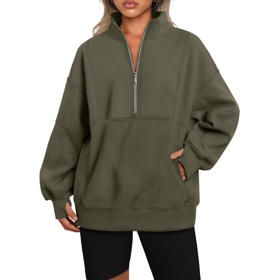 Damen Sportlicher Hoodie mit hohem Kragen und Reißverschluss WW