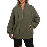 Damen Sportlicher Hoodie mit hohem Kragen und Reißverschluss WW