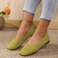 Damen atmungsaktive Ballerinas mit elegantem Lochmuster und rutschfester Sohle WW