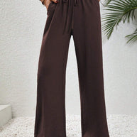 Damen Weite Freizeit-Hosen mit elastischem Bund und praktischen Seitentaschen WW