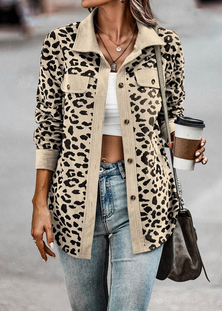 Damen modische Leoprint Overshirt WW