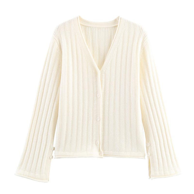 Damen Strickjacke mit elegantem V-Ausschnitt und praktischen Knöpfen WW