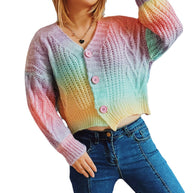 Damen Strickjacke mit romantischem Wellenmuster und Knopfdetails WW