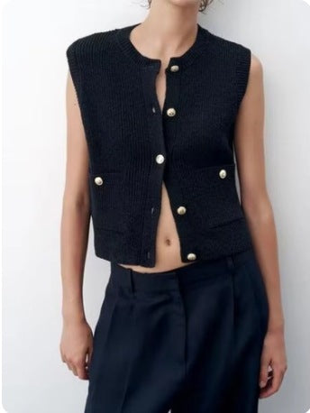 Damen Strickjacke mit Knopfdetails und dekorativen Taschen WW