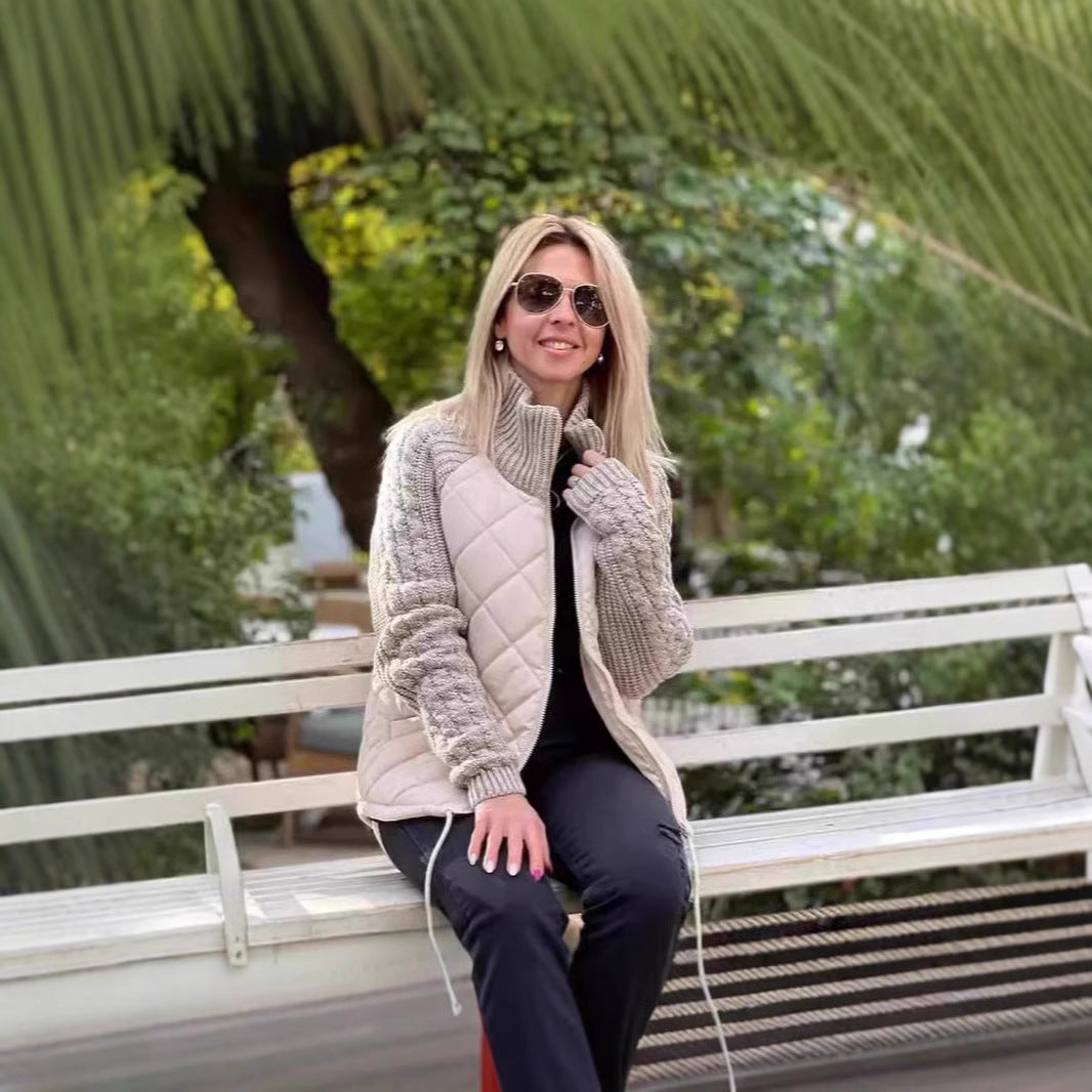 Damen Steppmantel mit wärmeisolierender Strickoberfläche WW