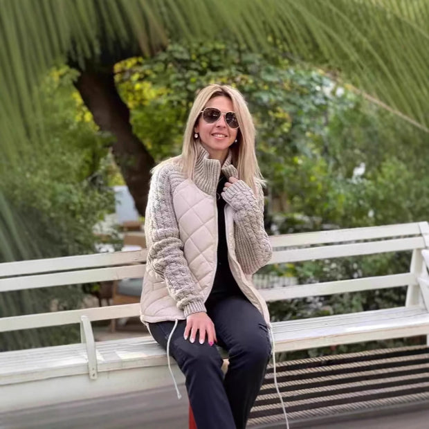 Damen Steppmantel mit wärmeisolierender Strickoberfläche WW