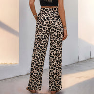 Damen Palazzo-Hose mit stylischem Leoprint und elastischem Taillenzug WW