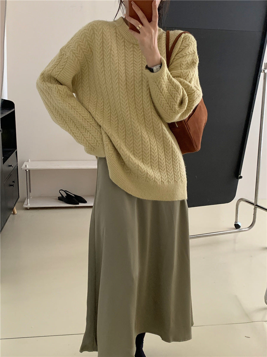 Damen Strickpullover mit strukturierter Zopfmusterung und lässigem Schnitt WW