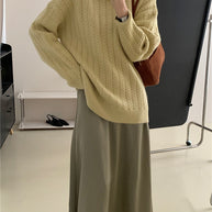 Damen Strickpullover mit strukturierter Zopfmusterung und lässigem Schnitt WW