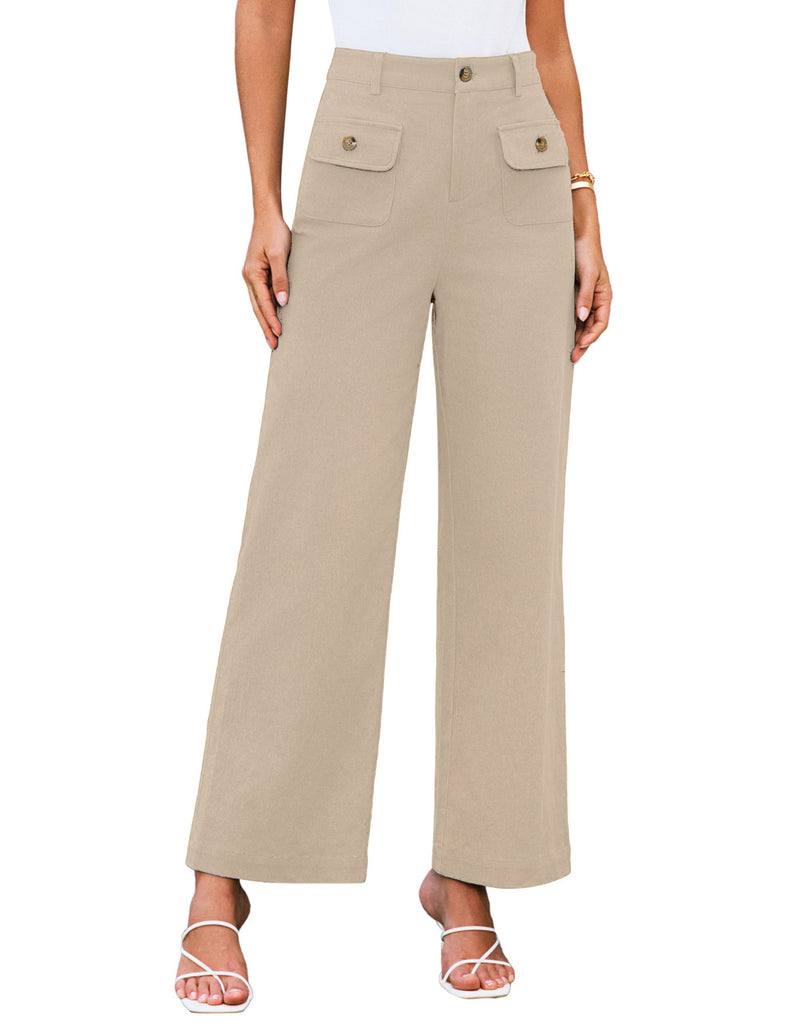 Damen weite Cargo-Hosen mit seitlichen Taschen und hohem Bund WW