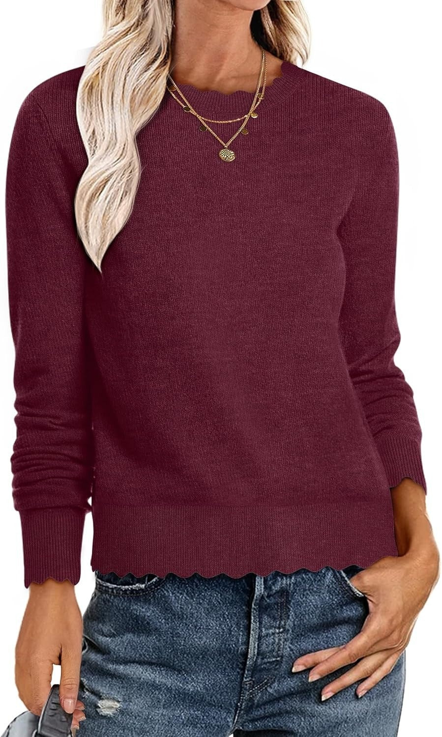 Damen Sweater mit Wellenkante W&W Mode