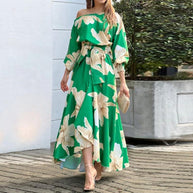 Damen Exklusives Maxikleid mit asymmetrischem Saum und voluminösen Ärmeln WW