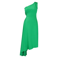 Damen asymmetrisches Wickelkleid mit einem Schulterdesign WW