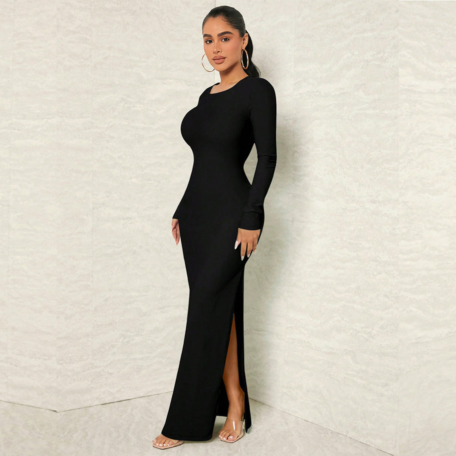 Damen Elegantes langärmliges Maxikleid W&W