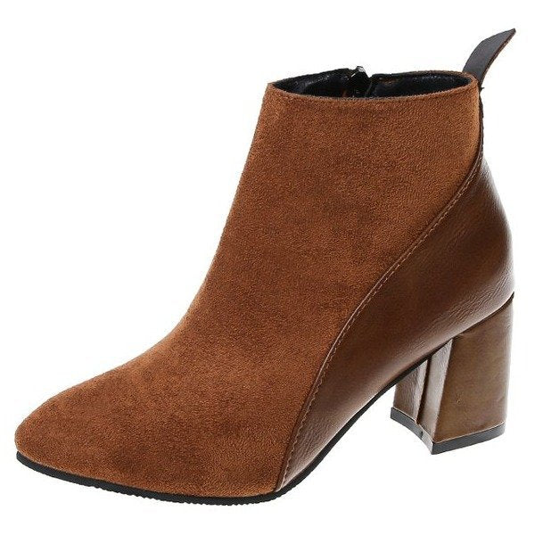 Damen modische und elegante Ankle-Boots mit trendigem Blockabsatz W&W Mode