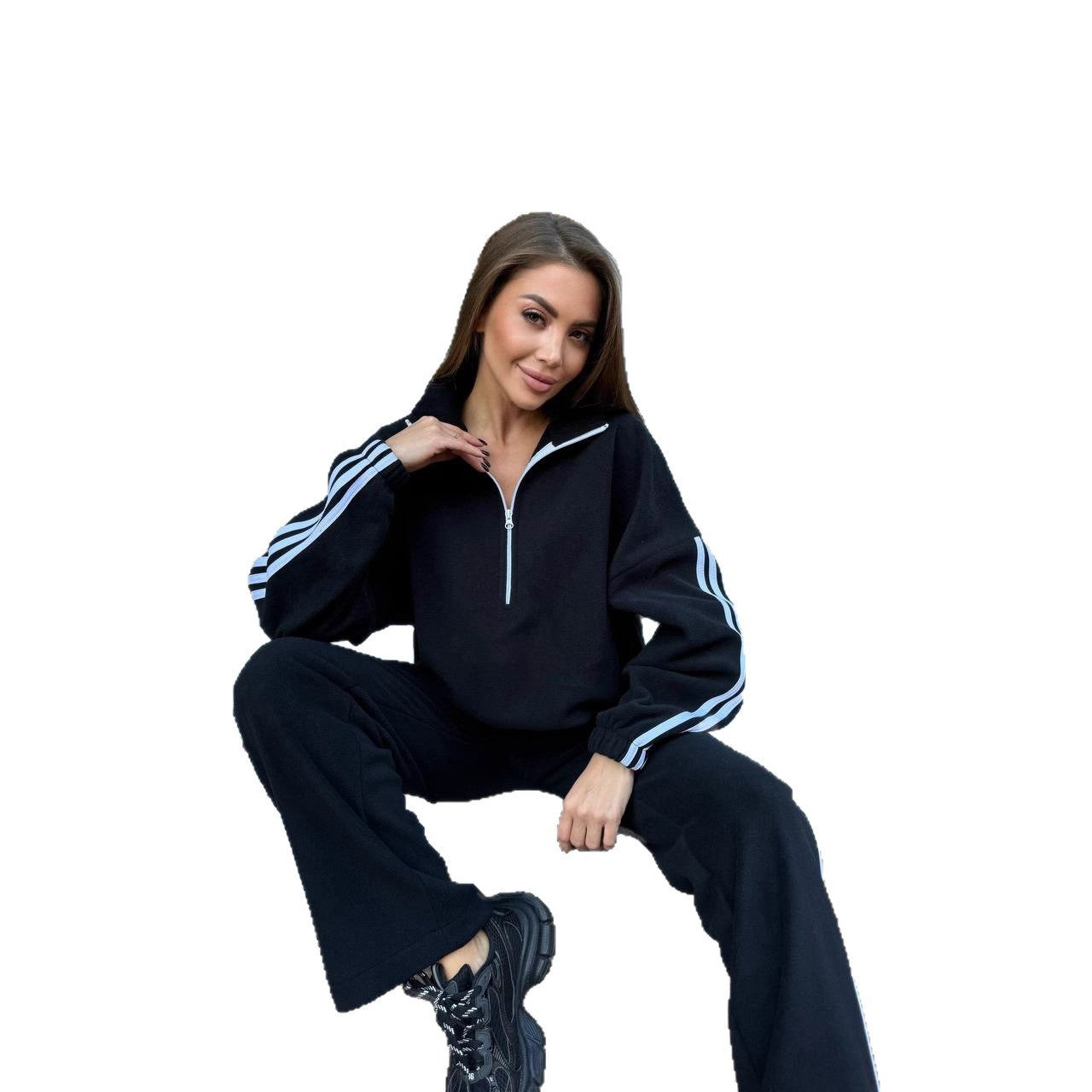 Damen Sportlicher Freizeitanzug mit hohem Kragen WW