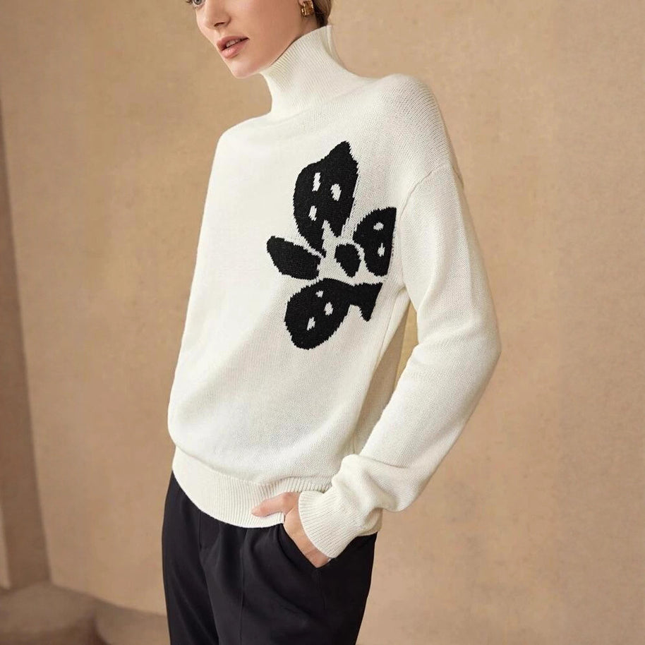 Damen Rollkragenpullover mit floralem Design WW