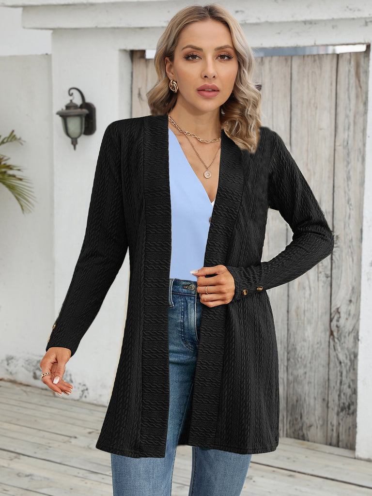 Damen Strickjacke mit strukturiertem Design und Knopfdetails WW