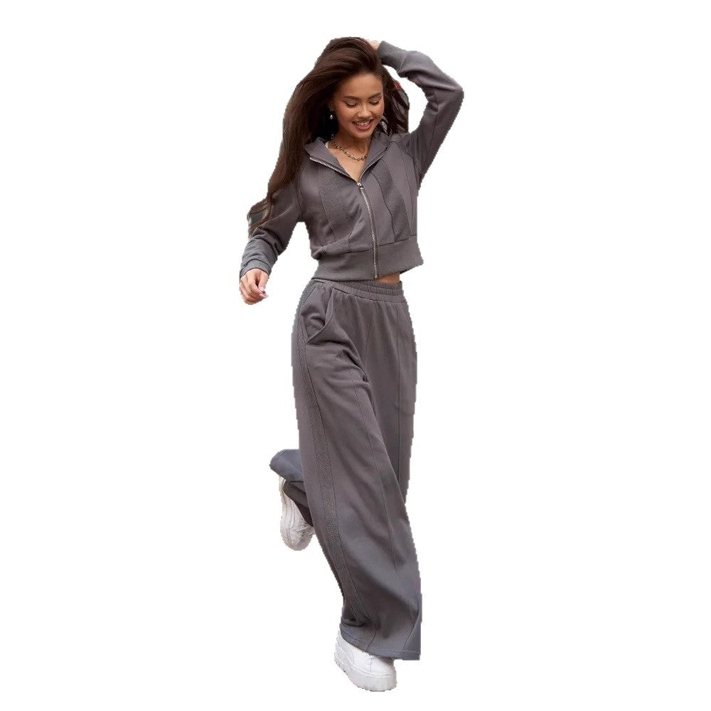 Damen Sportliches Hoodie- und Jogginghose-Set mit hohem Bund WW