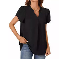Damen Bluse mit eleganter V-Ausschnitt-Detail und leichten Puffärmeln WW