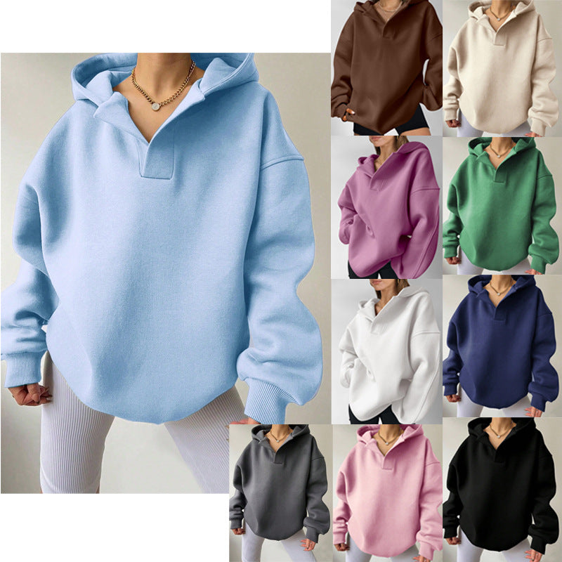 Damen Oversized Kapuzenpullover mit Kängurutasche WW