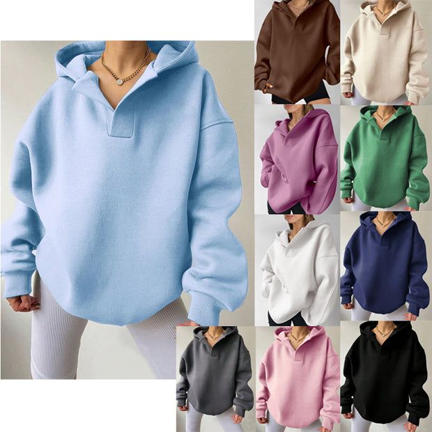 Damen Oversized Kapuzenpullover mit Kängurutasche WW