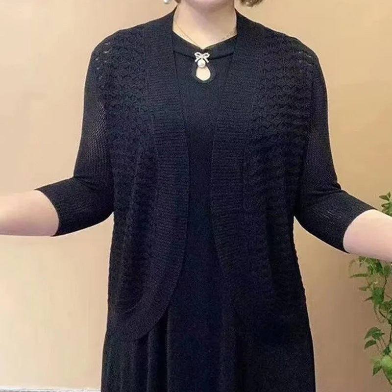 Damen Strickjacke mit 3/4-Ärmeln und strukturiertem Muster WW