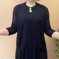 Damen Strickjacke mit 3/4-Ärmeln und strukturiertem Muster WW