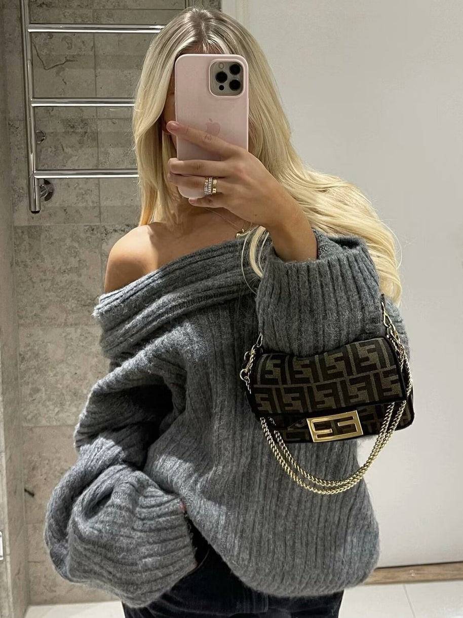 Damen Pullover mit weitem Rollkragen und strukturiertem Rippdesign WW