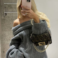 Damen Pullover mit weitem Rollkragen und strukturiertem Rippdesign WW